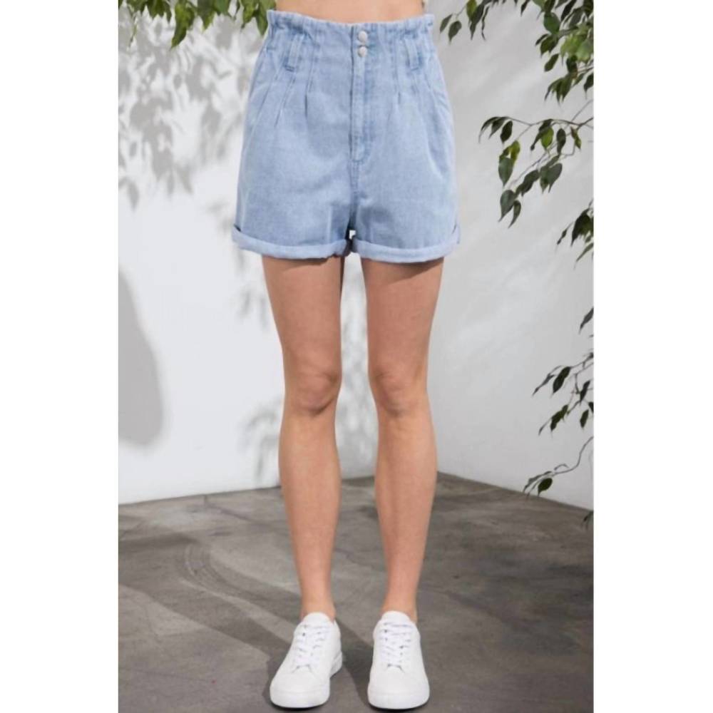 NEW AARON & AMBER paperbag jean short in denim